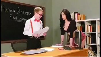 Busty shemale teacher gets ass fucked in class