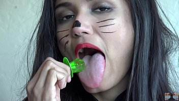 Licking a Lollipop.  Cat Pet Play. Viva Athena sucks a ring pop as a lollipop licker.  How many licks will it take for her to finish?  Don't you wish this was your cock?