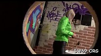 High class wench fingered and overspread in slime at gloryhole
